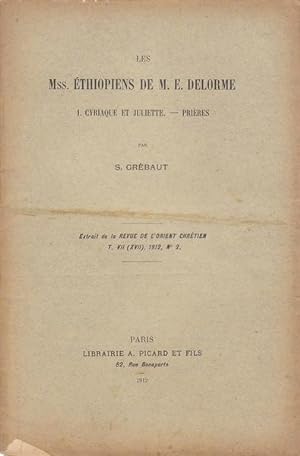 Bild des Verkufers fr Les Manuscrits thiopiens de M.E. Delorme : I. Cyriaque et Juliette - prires zum Verkauf von PRISCA