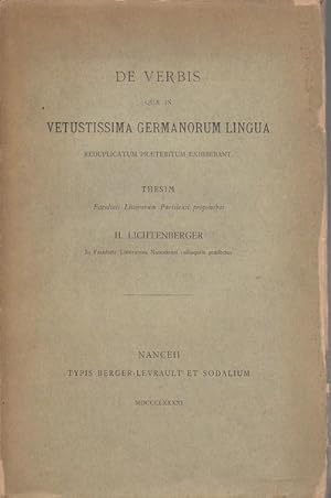 Immagine del venditore per De verbis quae in vetustissima germanorum lingua reduplicatum praeteritum exhiberant venduto da PRISCA