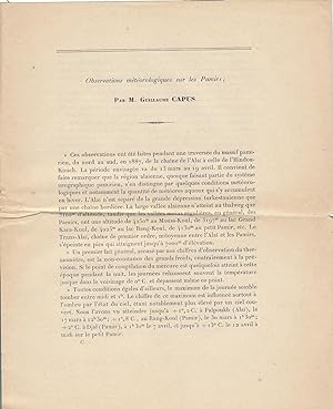 Seller image for Observations mtorologiques sur les Pamirs for sale by PRISCA