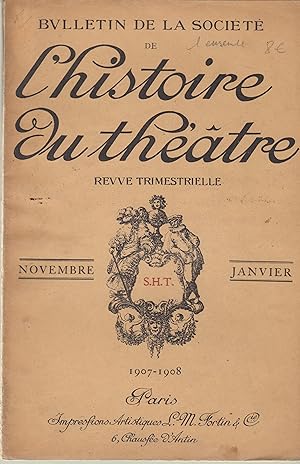 Bild des Verkufers fr Bulletin de la Socit de l'Histoire du Thtre - Revue trimestrielle zum Verkauf von PRISCA