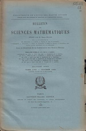 Image du vendeur pour Bulletin des Sciences Mathmatiques - Tome LVII - Octobre 1933 mis en vente par PRISCA