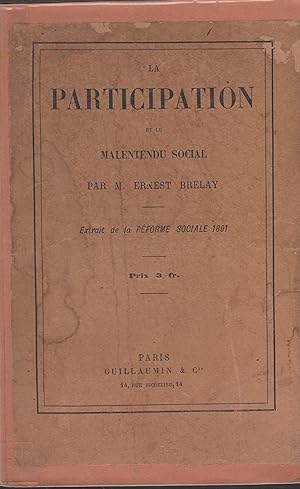 Seller image for La participation et le malentendu social. - Extrait de la Rforme Sociale 1891. for sale by PRISCA