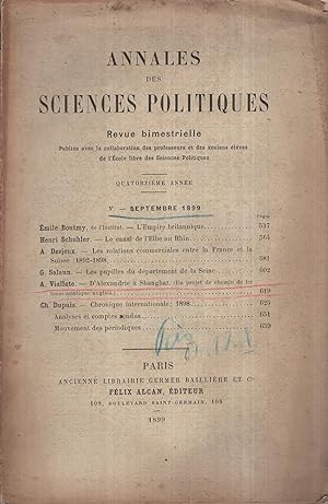 Imagen del vendedor de Annales des Sciences Politiques. - 14 Anne - N V - Septembre 1899. a la venta por PRISCA