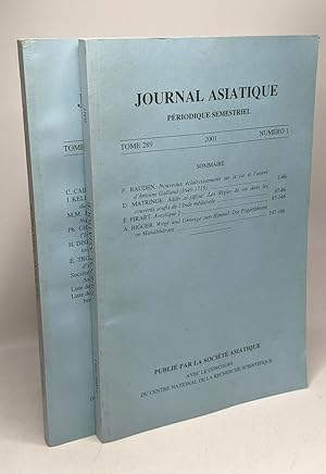 Journal asiatique - Périodique semestriel - TOME 289 - Numéros 1 & 2 - 2001
