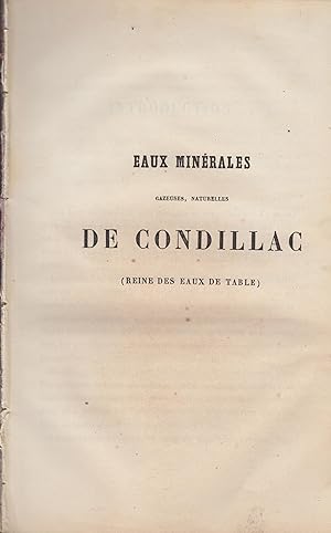 Imagen del vendedor de Eaux Minrales gazeuses, naturelles de Condillac (Reine des eaux de table). a la venta por PRISCA