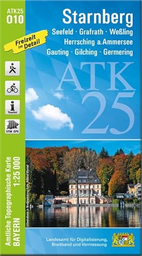 Bild des Verkufers fr ATK25-O10 Starnberg (Amtliche Topographische Karte 1:25000) Seefeld, Grafrath, Weling, Herrsching a.Ammersee, Gauting, Gilching, Germering, Fnfseenland, Pilsensee, Wrthsee, Andechs zum Verkauf von primatexxt Buchversand