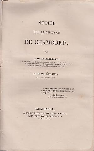 Imagen del vendedor de Notice sur le Chteau de Chambord. a la venta por PRISCA