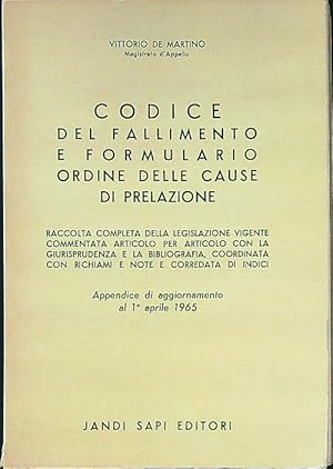 Bild des Verkufers fr Codice del fallimento e formulario ordine cause prelazione zum Verkauf von Librodifaccia