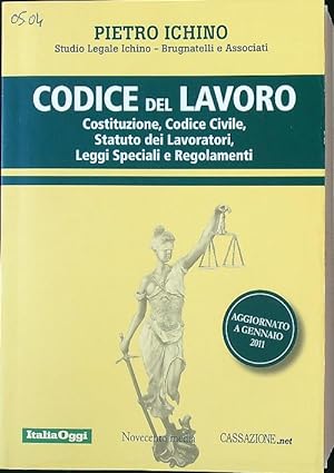 Imagen del vendedor de Codice del lavoro al gennaio 2011 a la venta por Librodifaccia