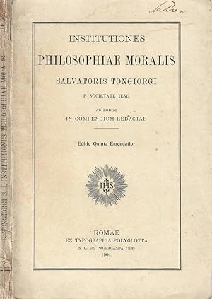 Bild des Verkufers fr Istitutiones Philosophiae Moralis zum Verkauf von Biblioteca di Babele