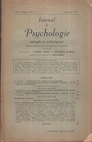 Imagen del vendedor de La psychologie selon Comte, Durkheim et Tarde - le point de vue de Tarde (in Journal de Psychologie 15 juillet 1927) a la venta por PRISCA