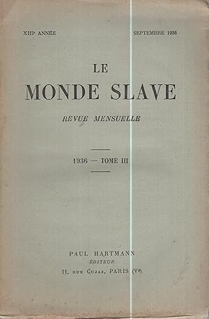 Seller image for Le Monde Slave septembre 1936 for sale by PRISCA