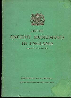 Bild des Verkufers fr Ancient Monuments in England | A List Prepared by the Department of the Environment | Corrected to 31st December 1971 zum Verkauf von Little Stour Books PBFA Member