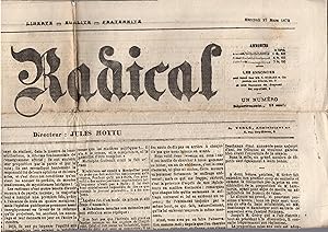 Seller image for Le Radical - Journal fond par Jules MOTTU et principalement rdig par Sigismond Lacroix mercredi 27 mars 1872 for sale by PRISCA