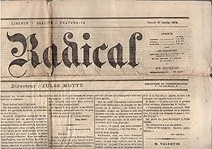 Seller image for Le Radical - Journal fond par Jules MOTTU et principalement rdig par Sigismond Lacroix samedi 27 janvier 1872 for sale by PRISCA