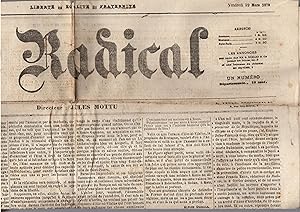 Seller image for Le Radical - Journal fond par Jules MOTTU et principalement rdig par Sigismond Lacroix vendredi 29 mars 1872 for sale by PRISCA