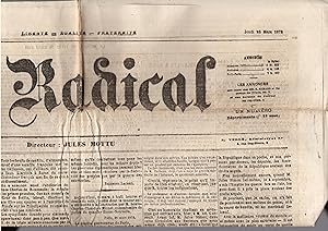 Seller image for Le Radical - Journal fond par Jules MOTTU et principalement rdig par Sigismond Lacroix jeudi 18 mars 1872 for sale by PRISCA