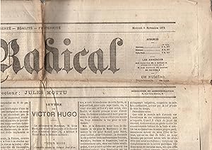 Seller image for Le Radical - Journal fond par Jules MOTTU et principalement rdig par Sigismond Lacroix mercredi 8 novembre 1871 for sale by PRISCA