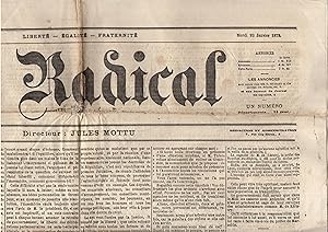 Seller image for Le Radical - Journal fond par Jules MOTTU et principalement rdig par Sigismond Lacroix mardi 23 janvier 1872 for sale by PRISCA