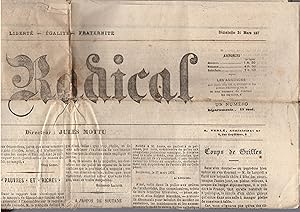 Seller image for Le Radical - Journal fond par Jules MOTTU et principalement rdig par Sigismond Lacroix dimanche 31 mars 1872 for sale by PRISCA