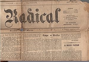 Seller image for Le Radical - Journal fond par Jules MOTTU et principalement rdig par Sigismond Lacroix mardi 12 mars 1872 for sale by PRISCA