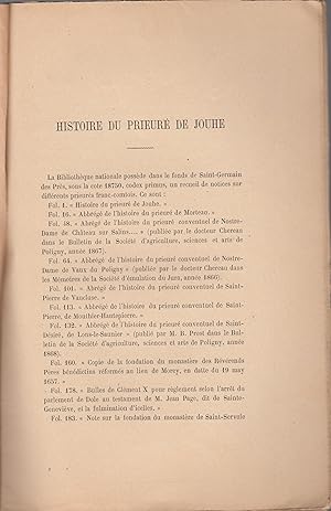 Bild des Verkufers fr Histoire du prieur de Jouhe : manuscrit indit de la Bibliothque nationale zum Verkauf von PRISCA