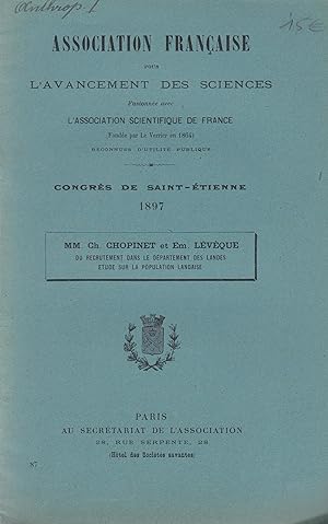Seller image for Du recrutement dans le Dpartement des Landes etude sur la population landaise for sale by PRISCA