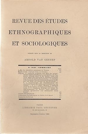 Image du vendeur pour Revue des tudes ethnographiques et sociologiques, nos. 9-10 septembre-octobre 1908 mis en vente par PRISCA