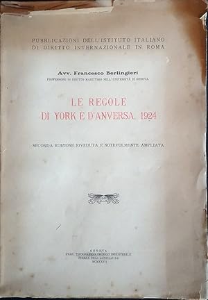 Bild des Verkufers fr Le regole di York e D'Anversa, 1924 zum Verkauf von librisaggi