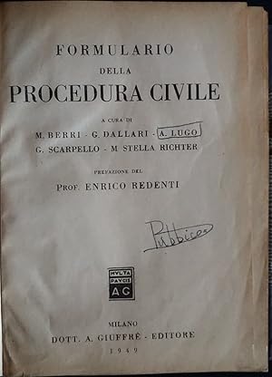 Imagen del vendedor de Formulario della procedura civile a la venta por librisaggi