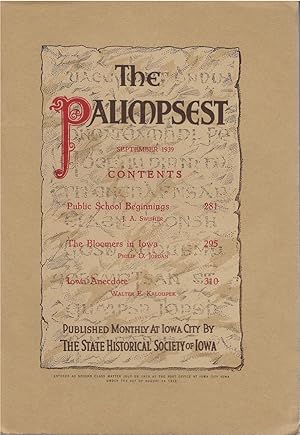 Imagen del vendedor de The Palimpsest - Volume 20 Number 9 - September 1939 a la venta por The Haunted Bookshop, LLC