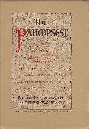 Imagen del vendedor de The Palimpsest - Volume 20 Number 8 - August 1939 a la venta por The Haunted Bookshop, LLC