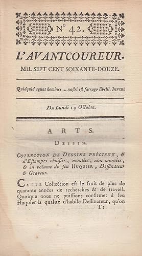 Image du vendeur pour L'Avantcoureur n 42 lundi 19 octobre 1772 mis en vente par PRISCA