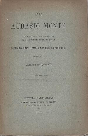 Bild des Verkufers fr De Aurasio monte, ab initio secundi p. Ch. saeculi usque ad Solomonis expeditionem zum Verkauf von PRISCA