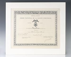 Officer of the Ordre National de la LÃ gion d'Honneur Diploma Awarded to William Faulkner.