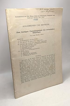 Allgemeines und method - zum heutigen forschungsstand der historischen Ethnologie - Sonderabdruck...
