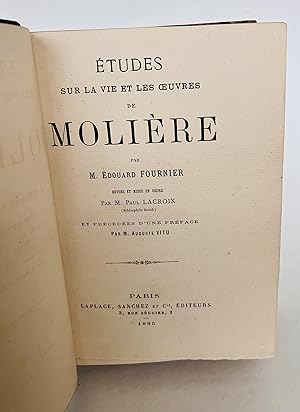 Seller image for Etudes sur la vie et les oeuvres de Molire for sale by Librairie Raimbeau