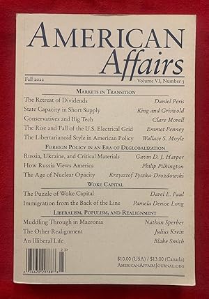 Seller image for American Affairs, Fall 2022, Volume VI, Number 3 for sale by Exchange Value Books