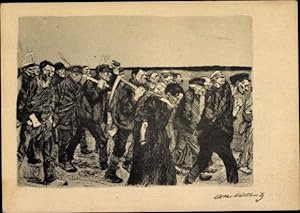 Künstler Ansichtskarte / Postkarte Kollwitz, Käthe, Weberzug von 1897, Weberaufstand