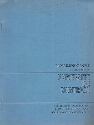 Imagen del vendedor de Biocriminognse : extrait (pages 45  82) du volume Criminologie en action, Criminology in action. a la venta por PRISCA