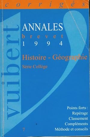 Histoire, g ographie,  ducation civique brevet corrig s 1994 - Collectif