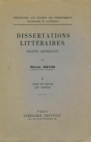 Bild des Verkufers fr Dissertations litt?raires Tome II - Marcel Hervier zum Verkauf von Book Hmisphres