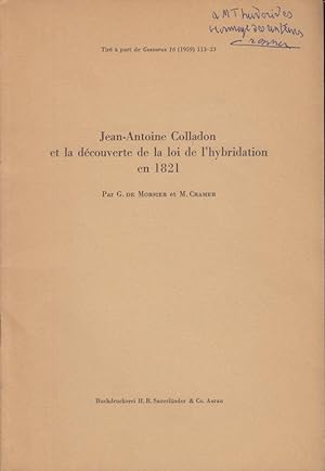 Bild des Verkufers fr Jean-Antoine Colladon et la dcouverte de la loi de l'hybridation en 1821 / zum Verkauf von PRISCA