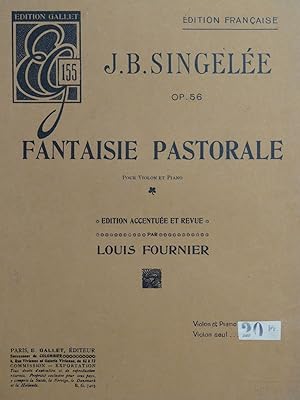 Image du vendeur pour SINGELE J. B. Fantaisie Pastorale op 56 Violon Piano mis en vente par partitions-anciennes