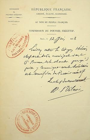 Bild des Verkufers fr Lettre autographe signe zum Verkauf von Librairie Trois Plumes