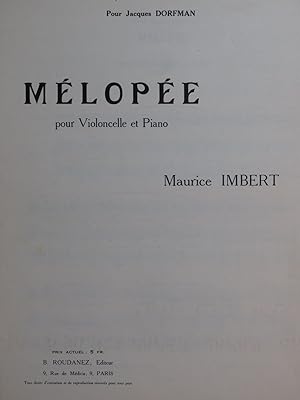 Immagine del venditore per IMBERT Maurice Mlope Piano Violoncelle venduto da partitions-anciennes