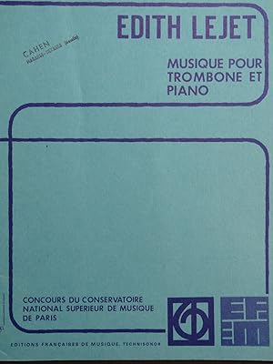 Image du vendeur pour LEJET Edith Musique pour Trombone et Piano 1974 mis en vente par partitions-anciennes