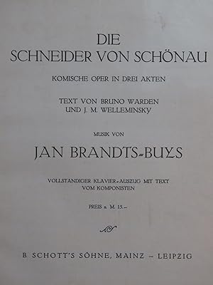 Image du vendeur pour BRANDTS-BUYS Jan Die Schneider von Schnau Opra 1916 mis en vente par partitions-anciennes