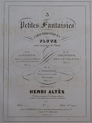 ALTÈS Henri L'Espagnole op 6 Piano Flûte ca1850
