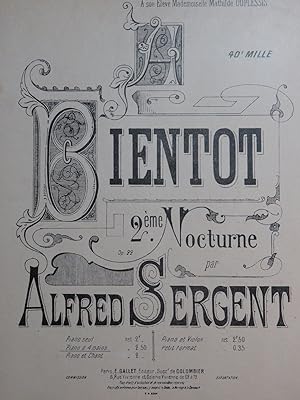 Seller image for SERGENT Alfred A Bientt Nocturne No 2 Piano 4 mains 1927 for sale by partitions-anciennes